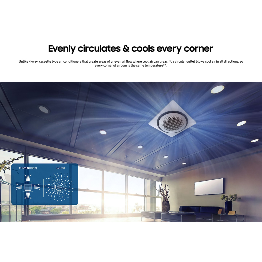 Samsung AC Cassette Inverter 360 Wind-Free Square Panel 3 PK - AC071FE6DKF/EA |  AC071 FE6DKF